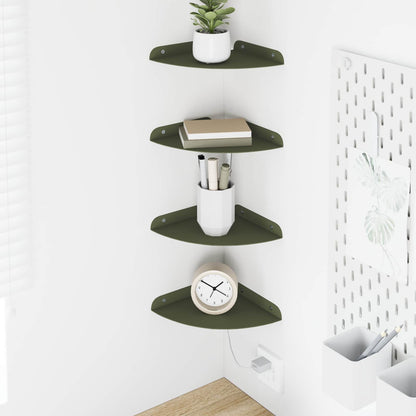 Floating Shelf with Shelf 4 pcs Olive Green 18 x 18 x 2 cm