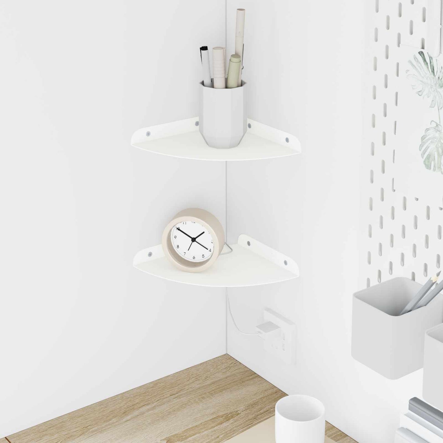 Floating Shelf with Shelf 2 pcs White 18 x 18 x 2 cm