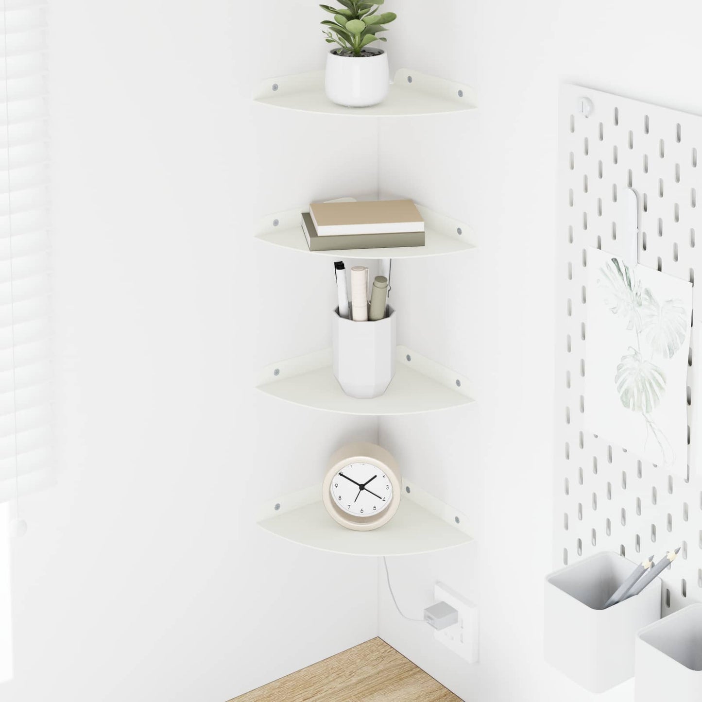 Floating Shelf with Shelf 4 pcs White 18 x 18 x 2 cm
