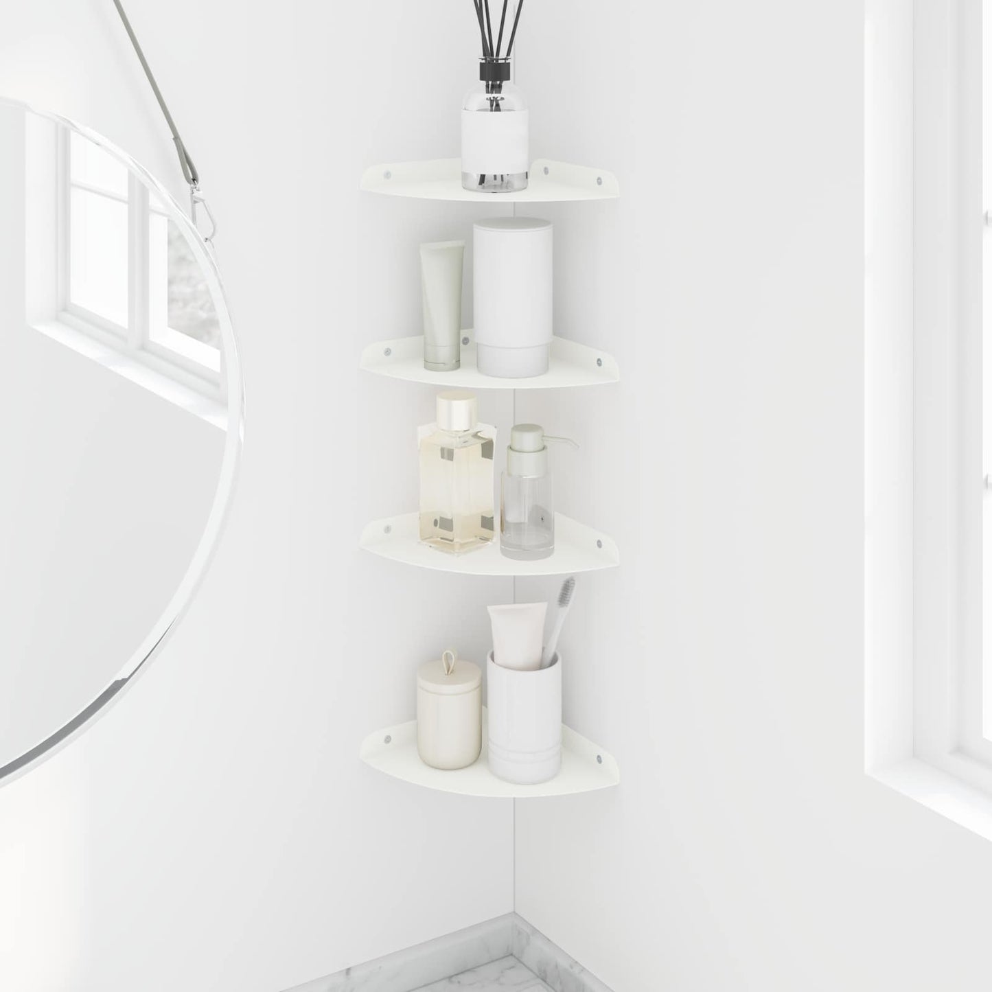Floating Shelf with Shelf 4 pcs White 18 x 18 x 2 cm