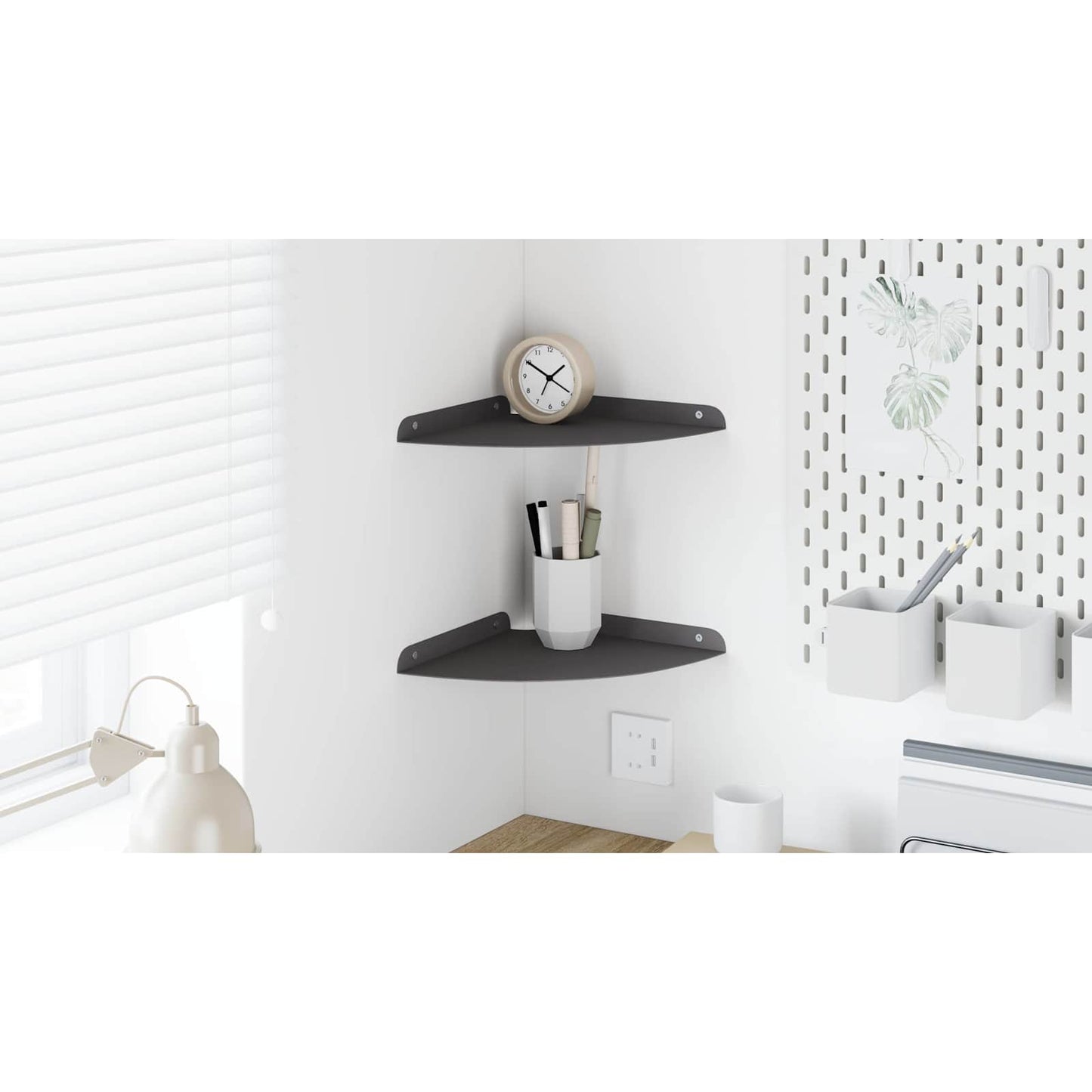 Corner Floating Shelf with Shelf 2 pcs Black 24 x 24 x 2 cm