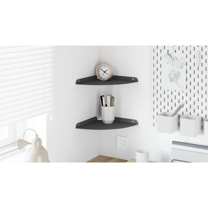 Corner Floating Shelf with Shelf 2 pcs Black 24 x 24 x 2 cm