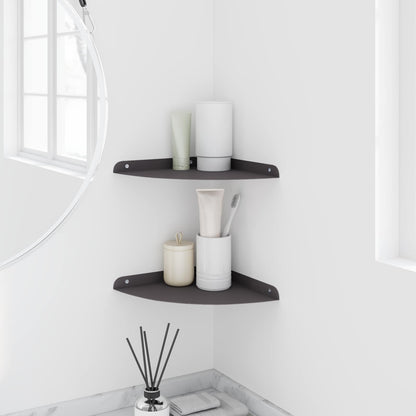 Corner Floating Shelf with Shelf 2 pcs Black 24 x 24 x 2 cm