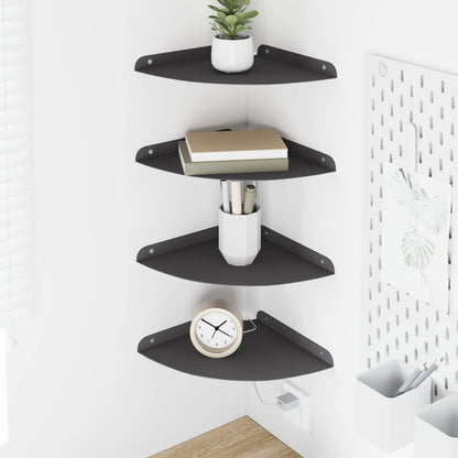 Floating Shelf with Shelf 4 pcs Black 24 x 24 x 2 cm