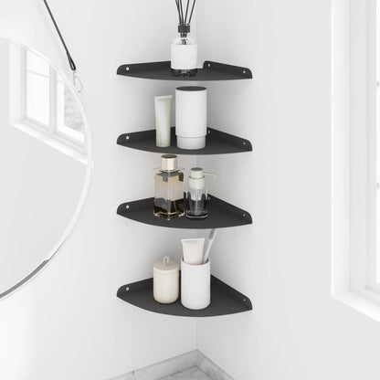Floating Shelf with Shelf 4 pcs Black 24 x 24 x 2 cm