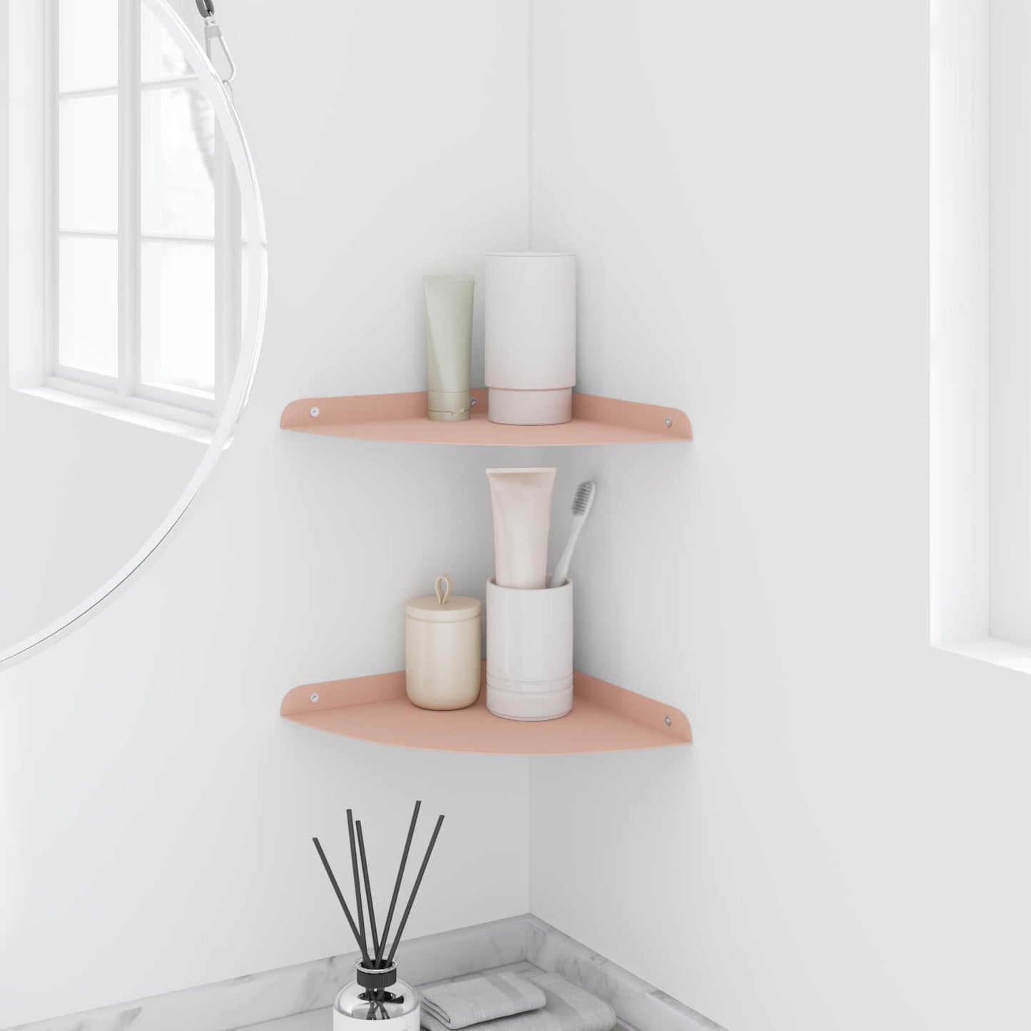 Floating Shelf with Shelf 2 pcs Pink 24 x 24 x 2 cm