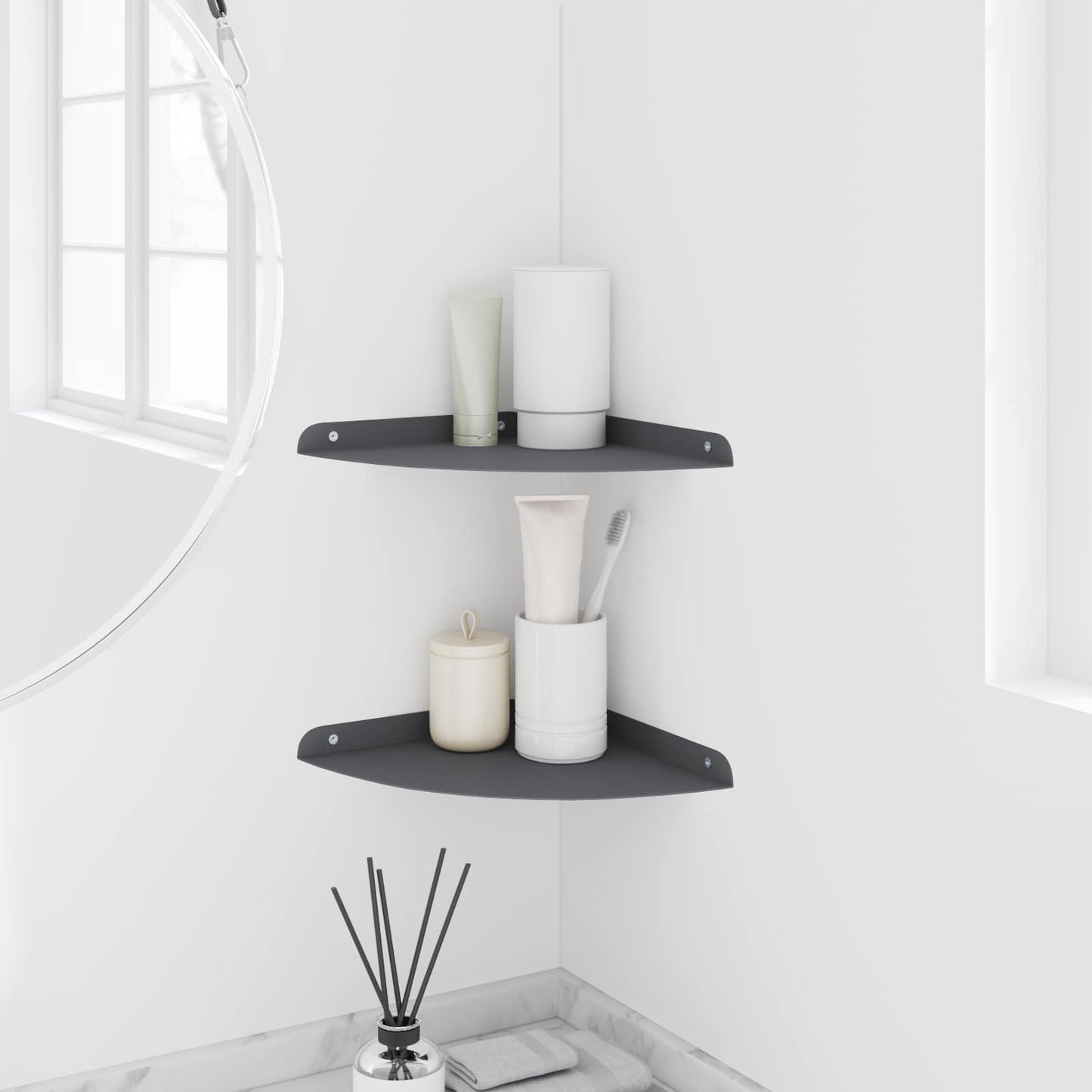 Floating Shelf with Shelf 2 pcs Anthracite 24 x 24 x 2 cm