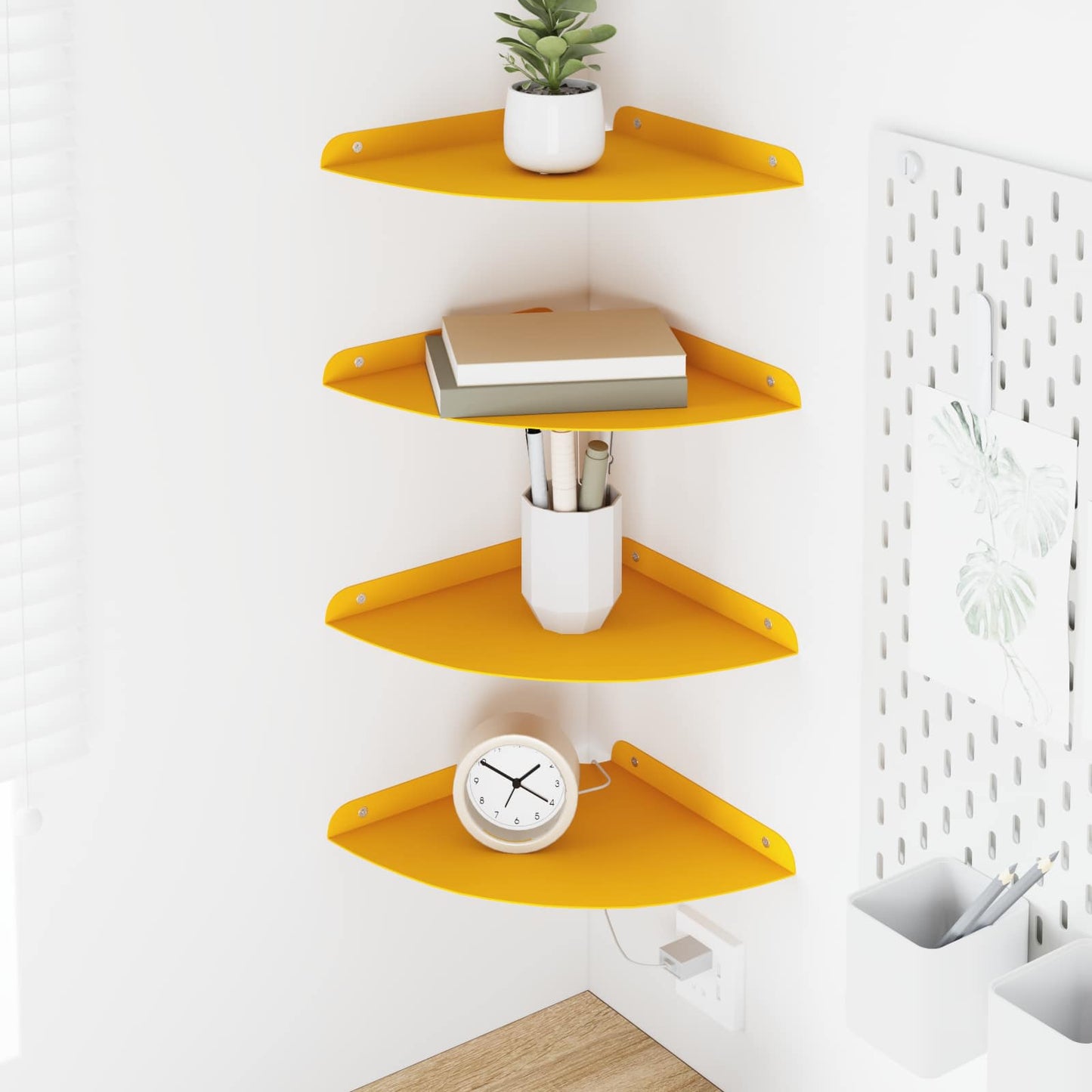 Floating Shelf with Shelf 4 pcs Mustard Yellow 24 x 24 x 2 cm