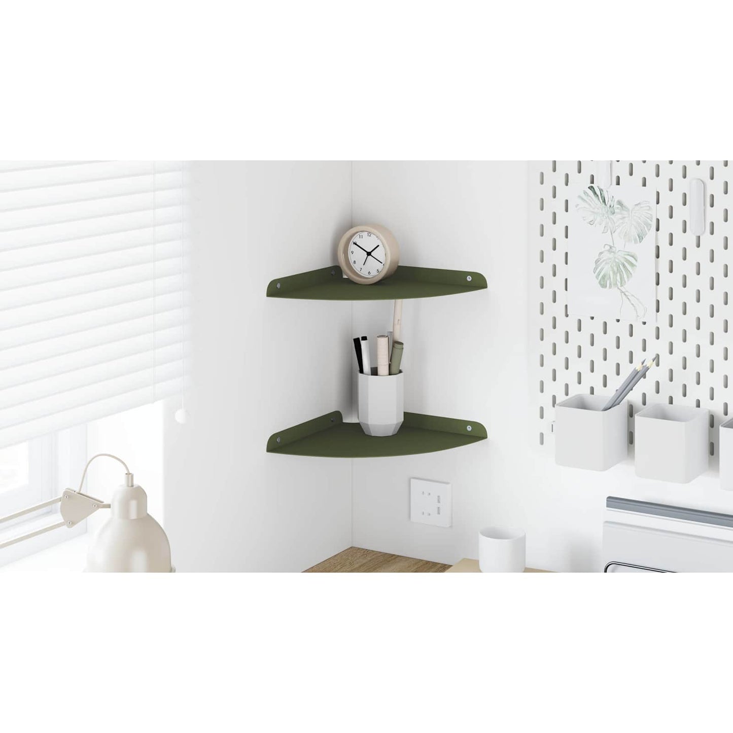 Floating Shelf with Shelf 2 pcs Olive Green 24 x 24 x 2 cm