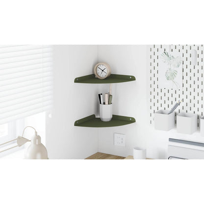 Floating Shelf with Shelf 2 pcs Olive Green 24 x 24 x 2 cm