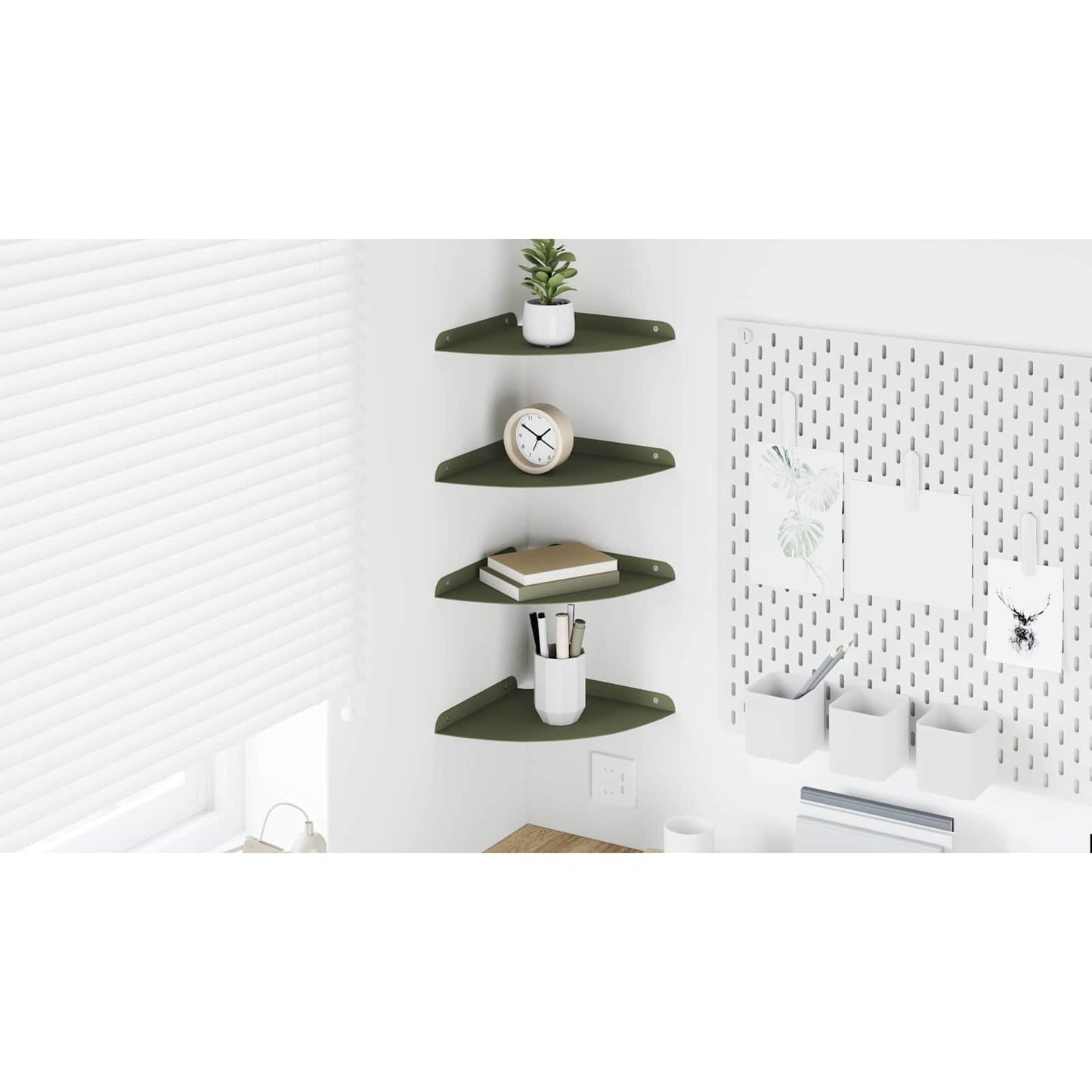 Floating Shelf with Shelf 4 pcs Olive Green 24 x 24 x 2 cm