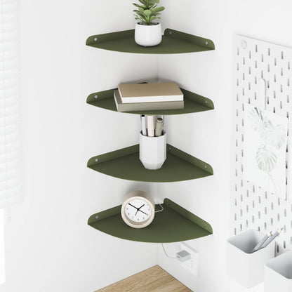 Floating Shelf with Shelf 4 pcs Olive Green 24 x 24 x 2 cm