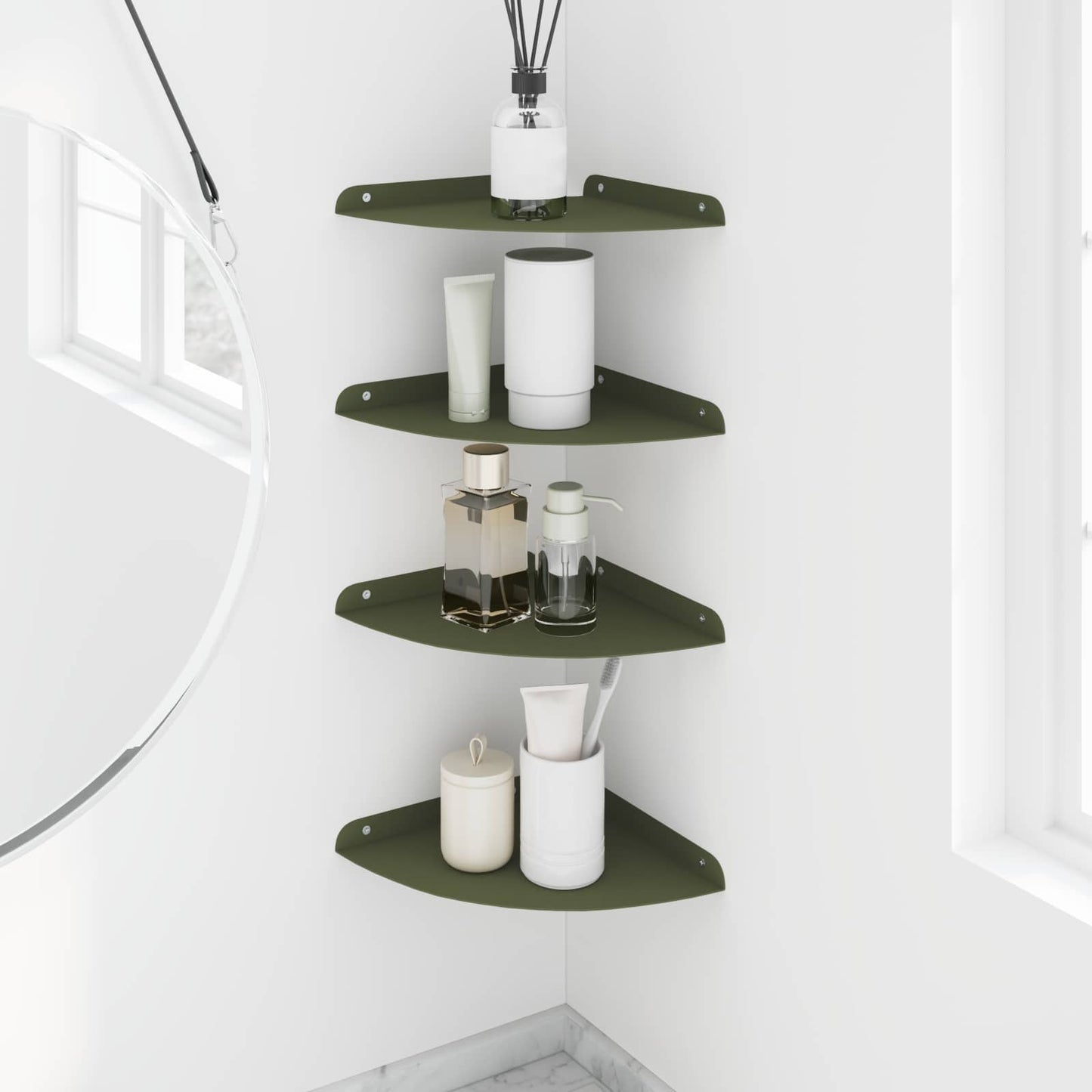 Floating Shelf with Shelf 4 pcs Olive Green 24 x 24 x 2 cm