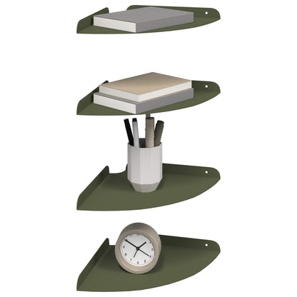 Floating Shelf with Shelf 4 pcs Olive Green 24 x 24 x 2 cm