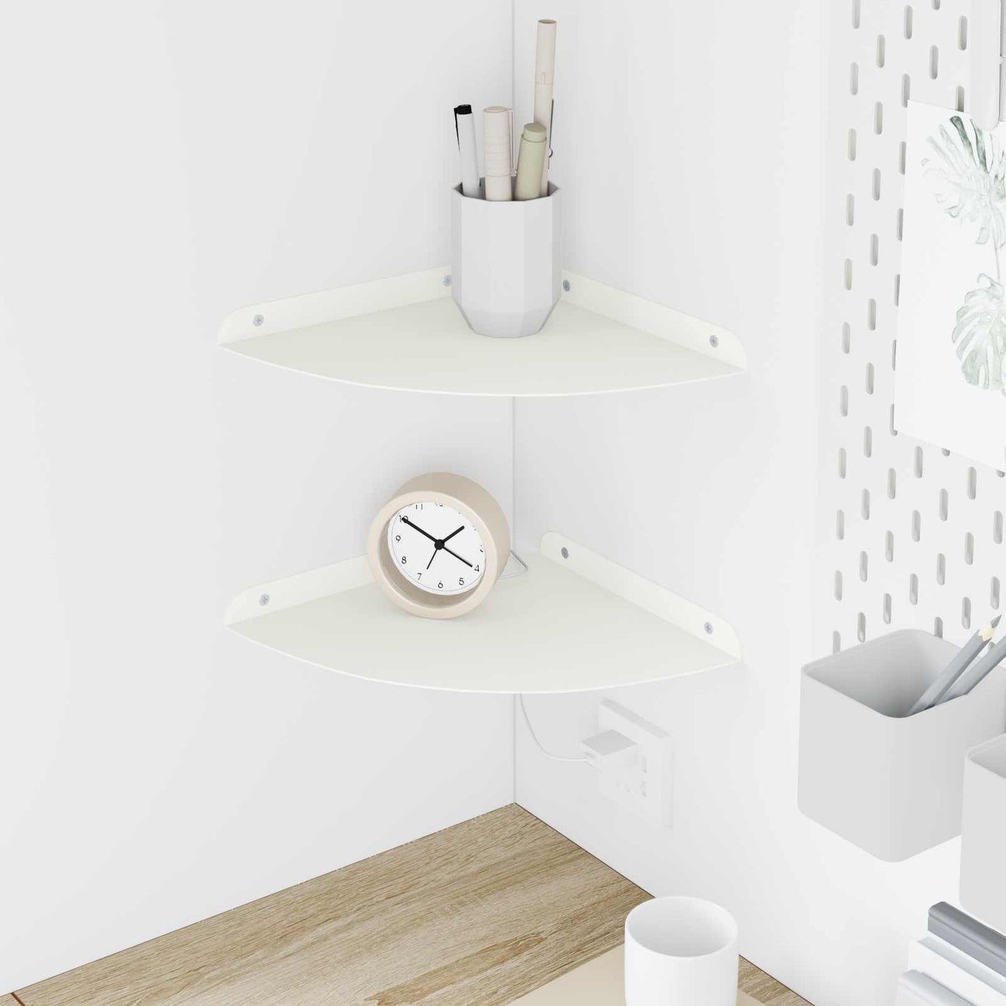 Floating Shelf with Shelf 2 pcs White 24 x 24 x 2 cm