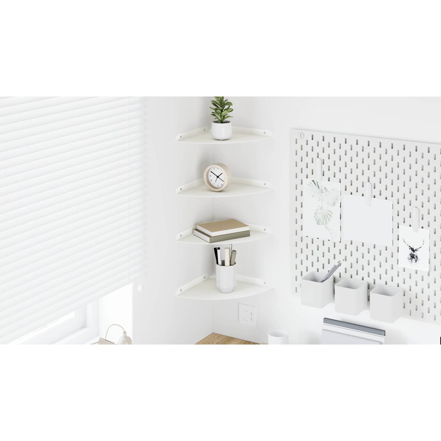 Floating Shelf with Shelf 4 pcs White 24 x 24 x 2 cm