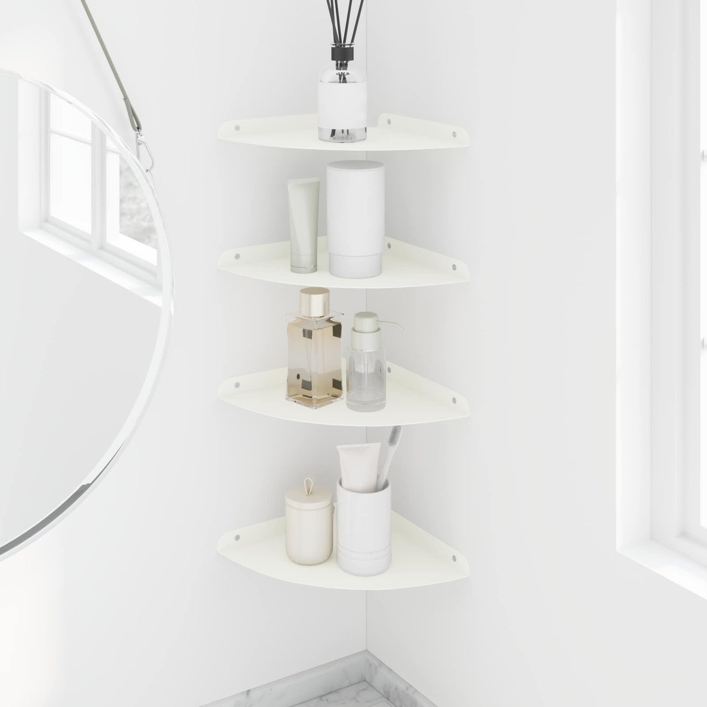Floating Shelf with Shelf 4 pcs White 24 x 24 x 2 cm