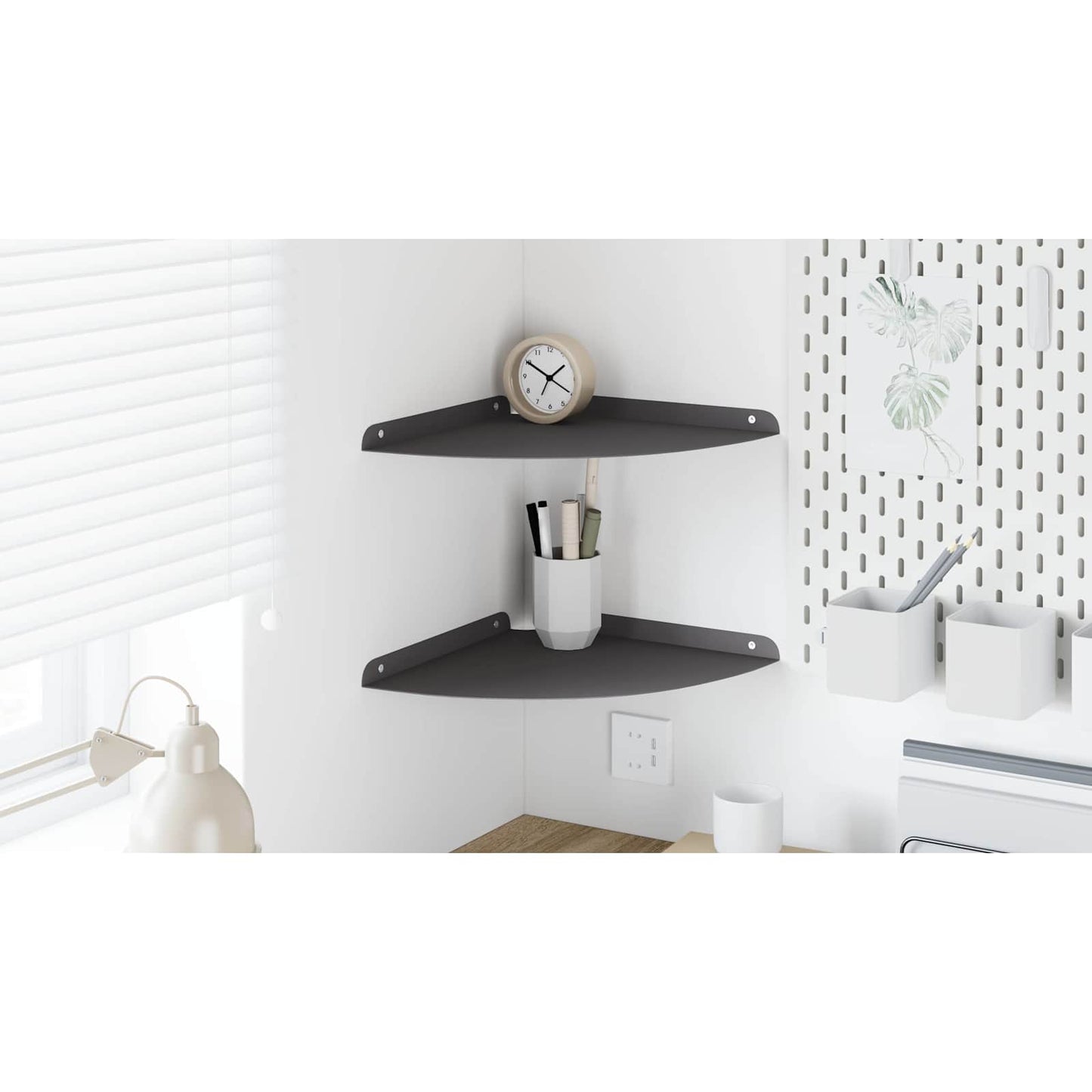Corner Floating Shelf with Shelf 2 pcs Black 30 x 30 x 2 cm