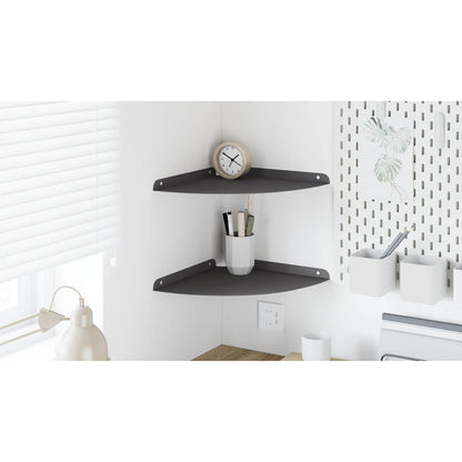 Corner Floating Shelf with Shelf 2 pcs Black 30 x 30 x 2 cm