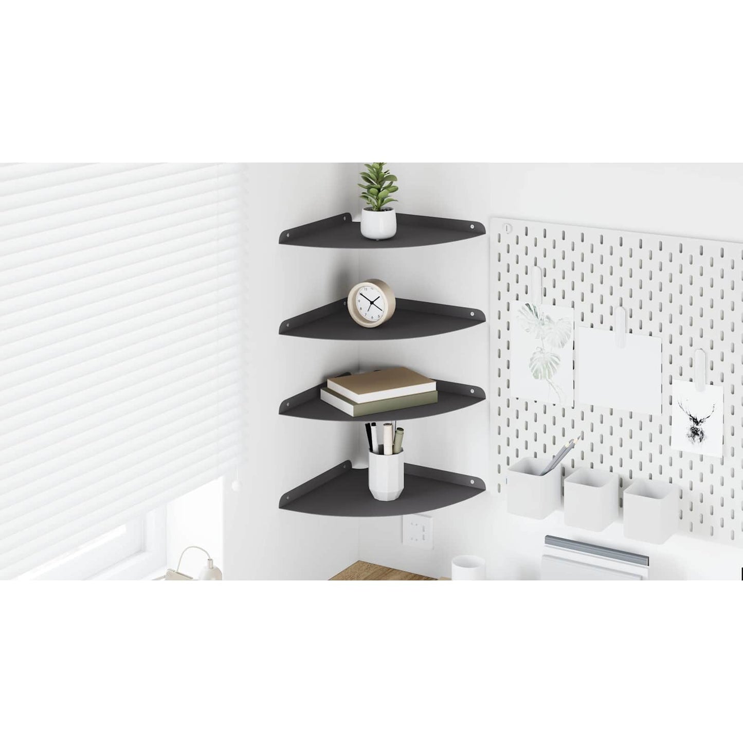 Corner Floating Shelf Corner Mount 4 pcs Black 30 x 30 x 2 cm