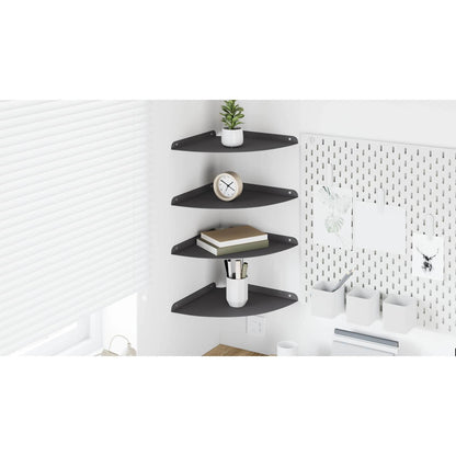 Corner Floating Shelf Corner Mount 4 pcs Black 30 x 30 x 2 cm