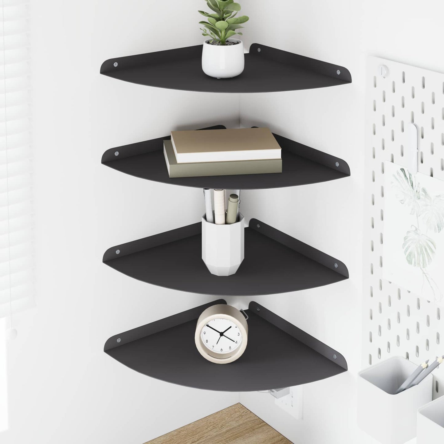 Floating Shelf with Shelf 4 pcs Black 30 x 30 x 2 cm