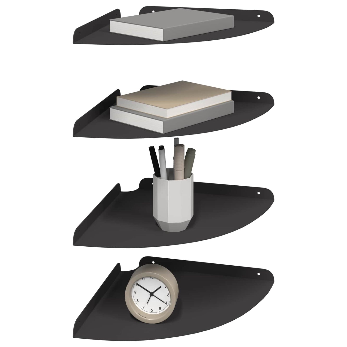 Floating Shelf with Shelf 4 pcs Black 30 x 30 x 2 cm