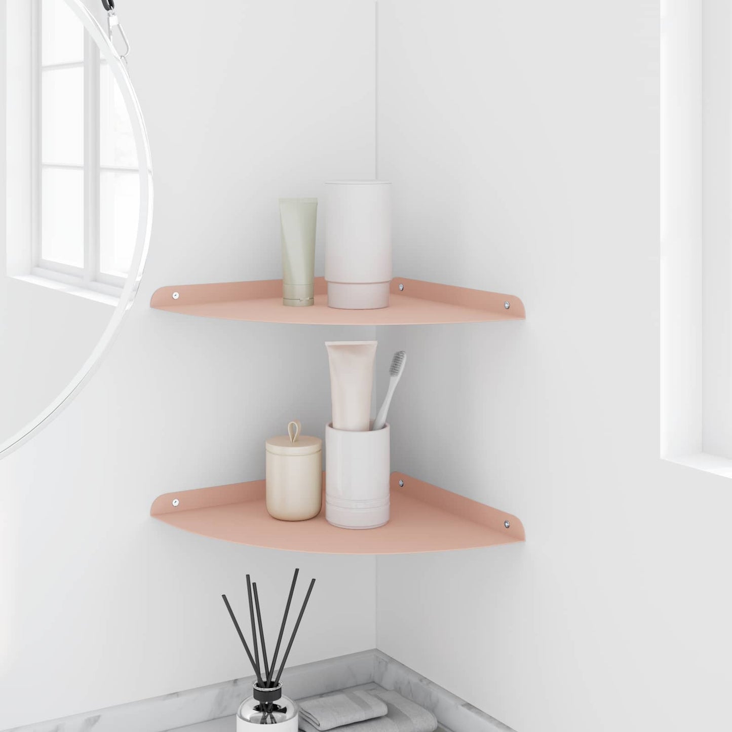 Floating Shelf with Shelf 2 pcs Pink 30 x 30 x 2 cm