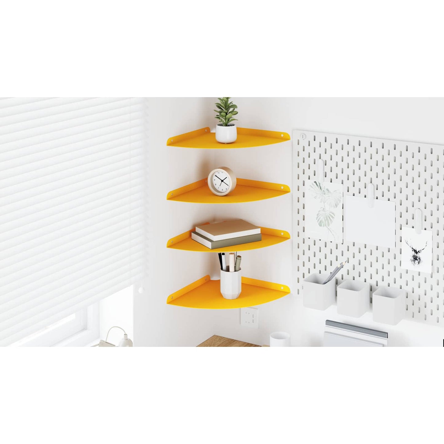 Floating Shelf with Shelf 4 pcs Mustard Yellow 30 x 30 x 2 cm