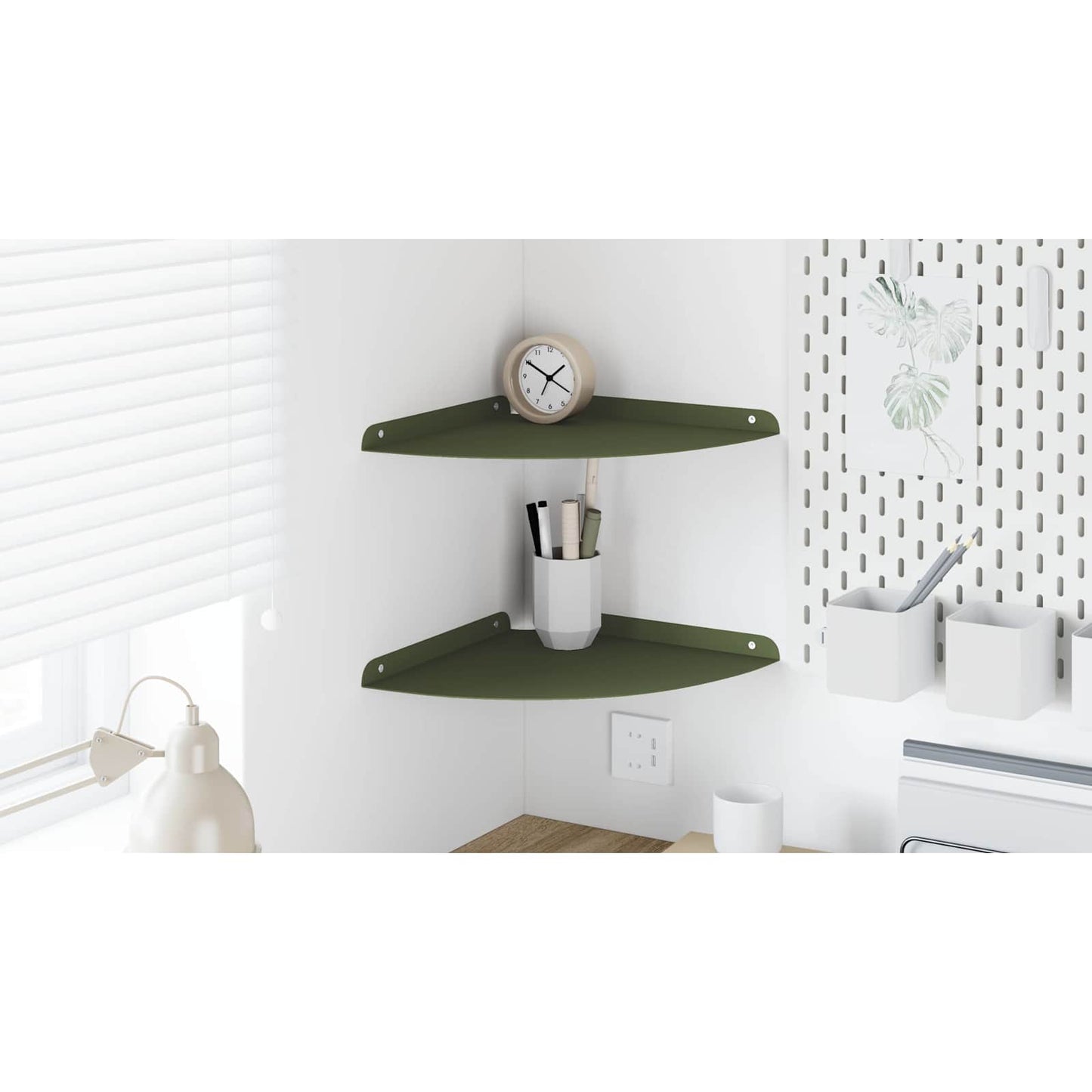 Floating Shelf with Shelf 2 pcs Olive Green 30 x 30 x 2 cm