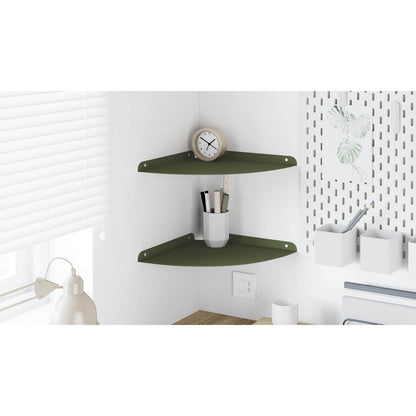 Floating Shelf with Shelf 2 pcs Olive Green 30 x 30 x 2 cm