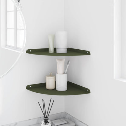 Floating Shelf with Shelf 2 pcs Olive Green 30 x 30 x 2 cm