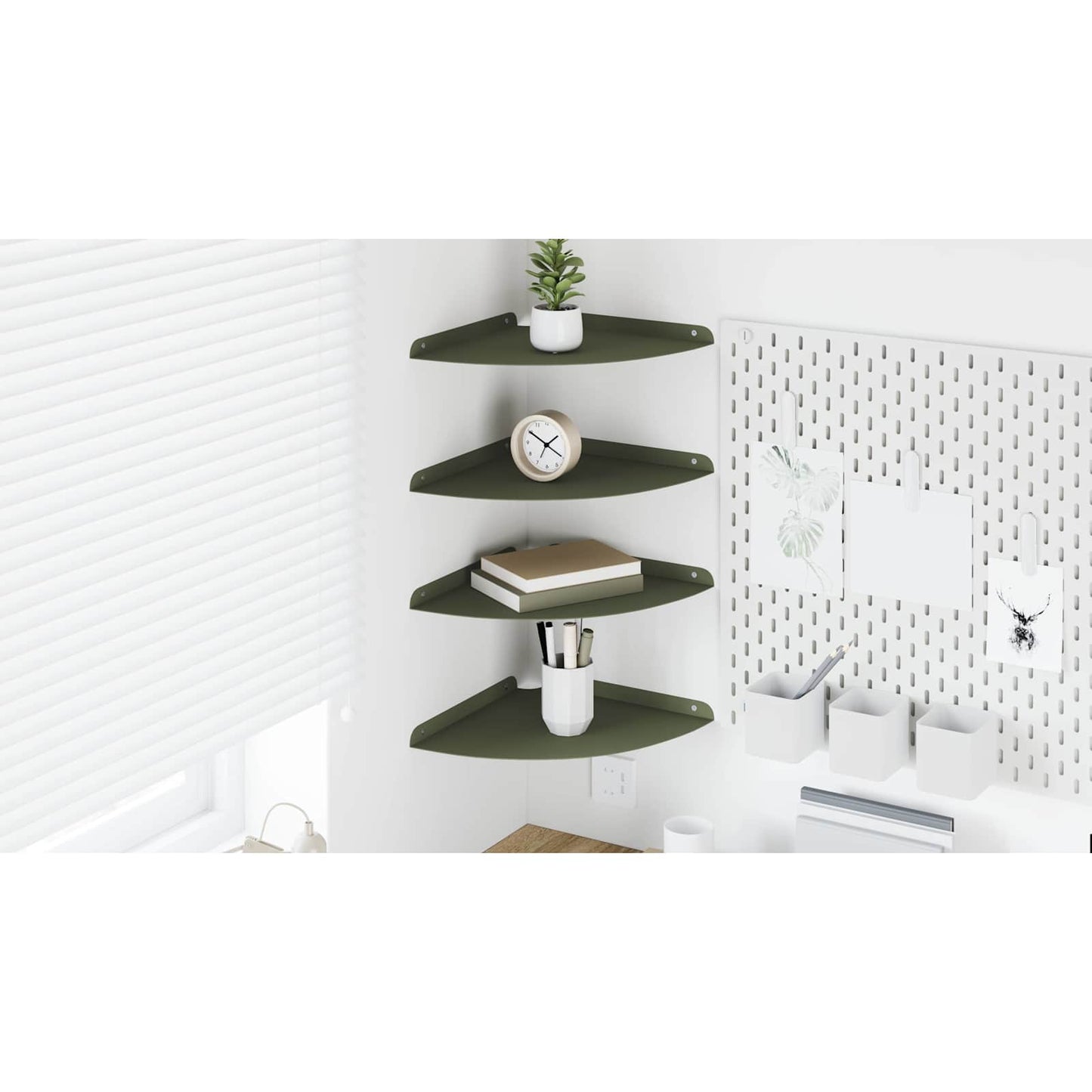 Floating Shelf with Shelf 4 pcs Olive green 30 x 30 x 2 cm