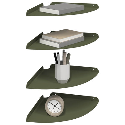 Floating Shelf with Shelf 4 pcs Olive green 30 x 30 x 2 cm