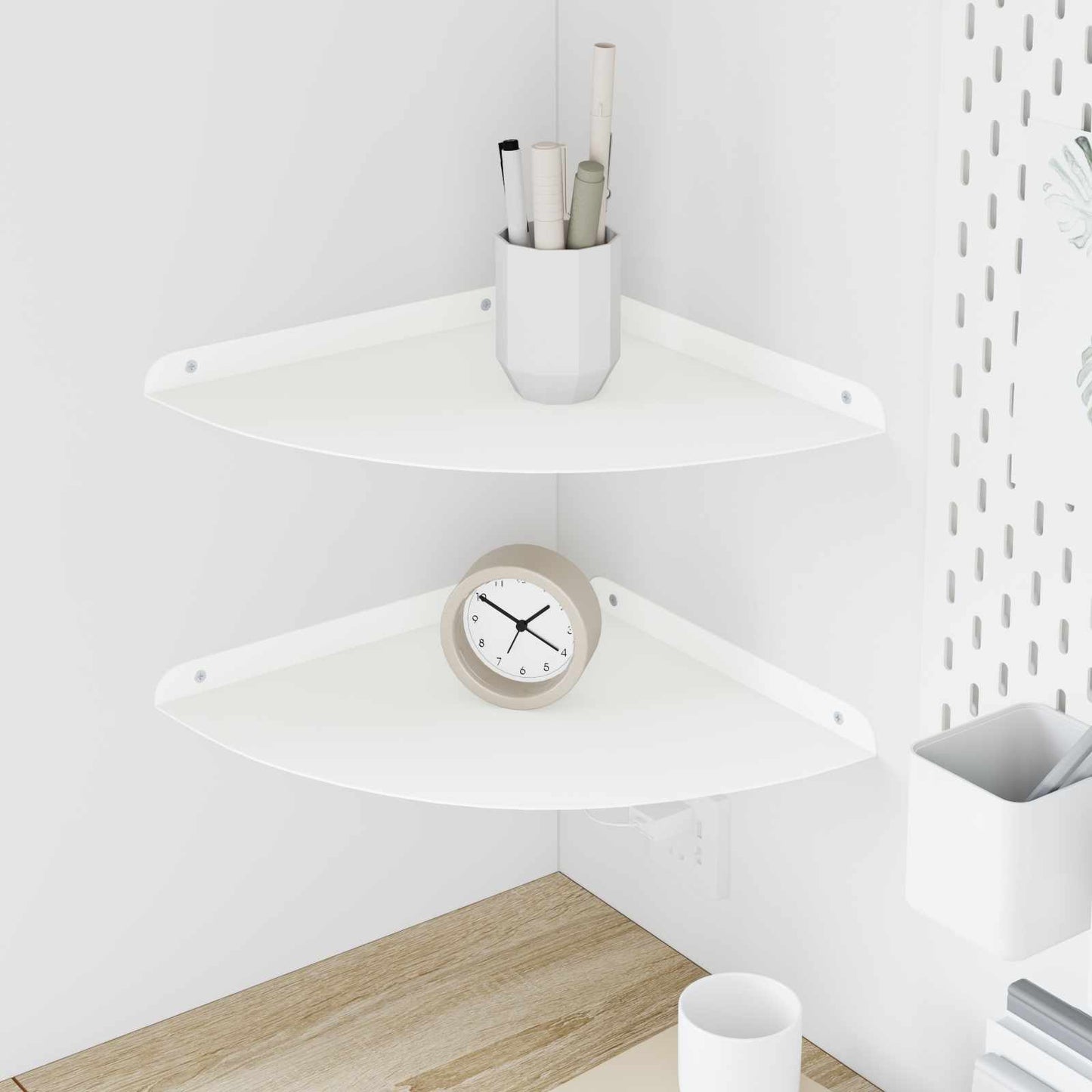 Floating Shelf with Shelf 2 pcs White 30 x 30 x 2 cm