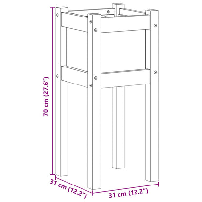 Garden Planter Nature 31 x 31 x 70 cm Solid Pine Wood