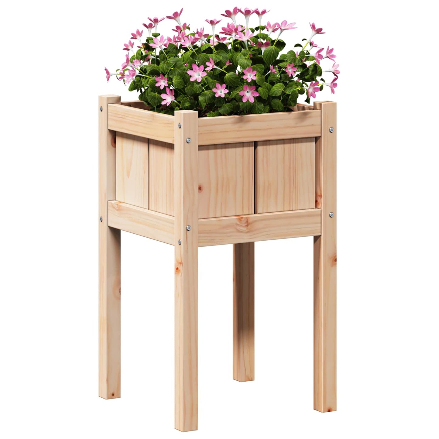 Garden Planter Nature 40 x 40 x 70 cm Solid Pine Wood