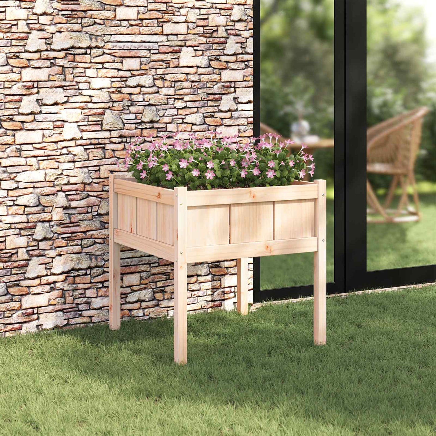 Garden Planter Nature 70 x 70 x 70 cm Solid Pine Wood