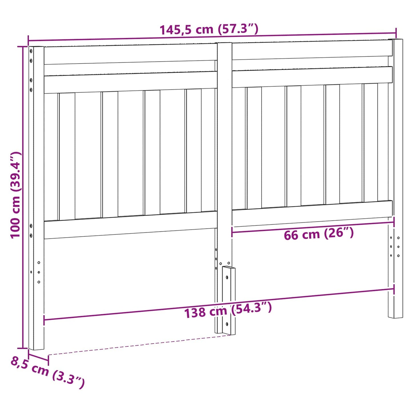 Headboard with Headboard Wax Brown 145.5 x 100 cm