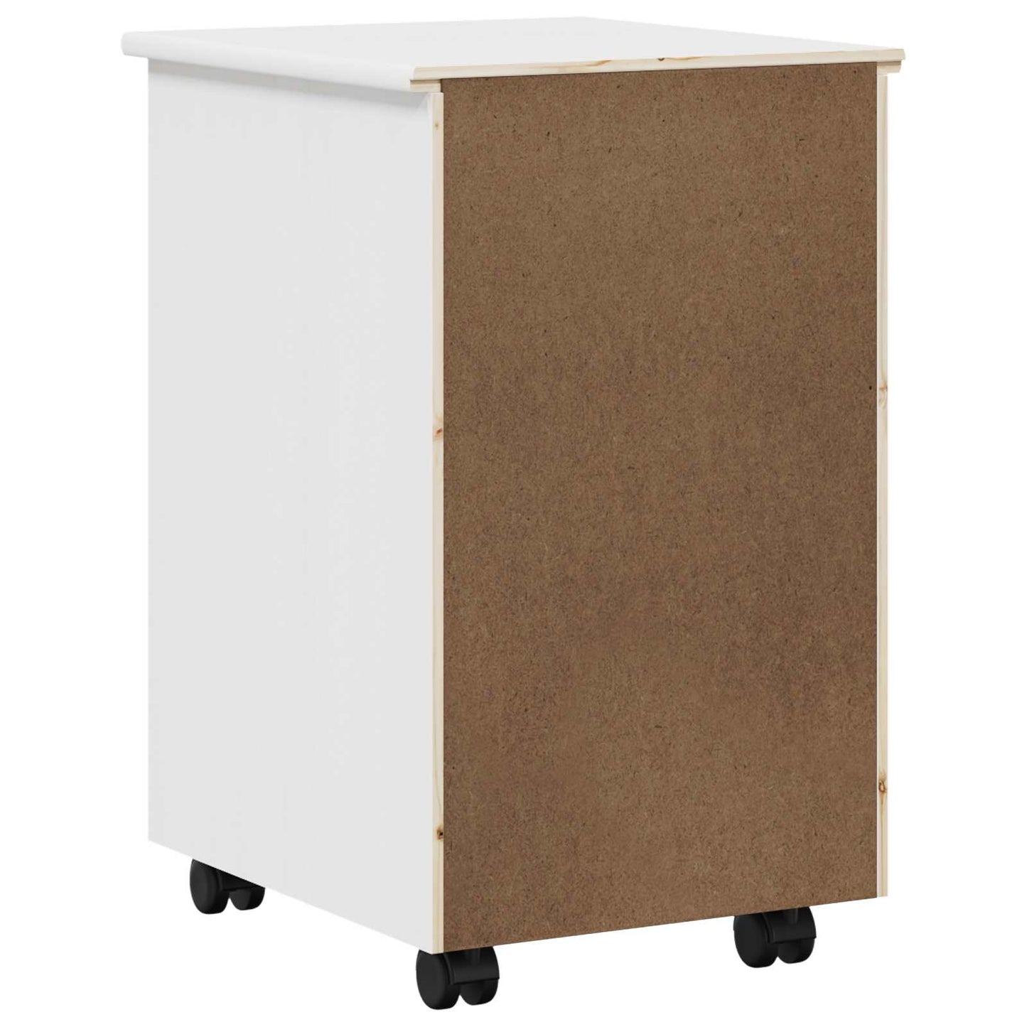 Rolling Cabinet White 34 x 39 x 56 cm Solid Pine Wood