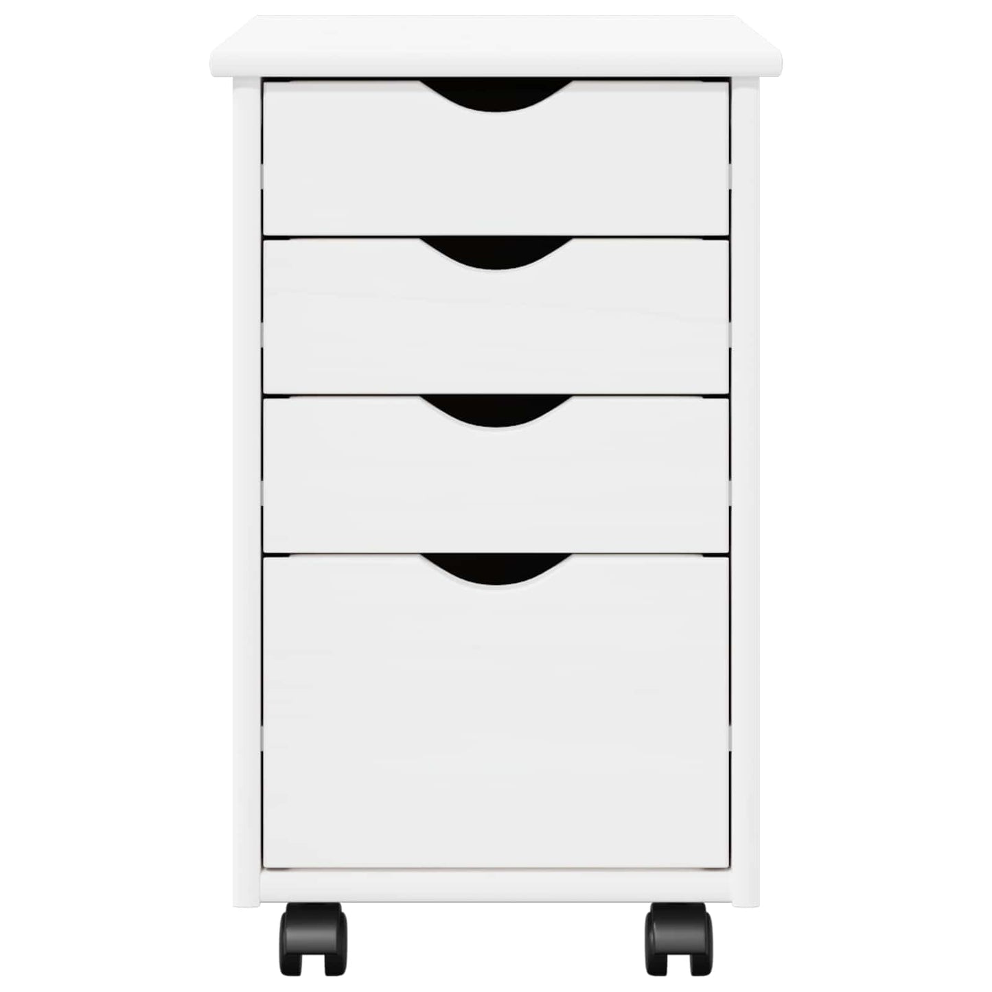 Rolling Cabinet White 34 x 39 x 56 cm Solid Pine Wood