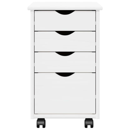 Rolling Cabinet White 34 x 39 x 56 cm Solid Pine Wood