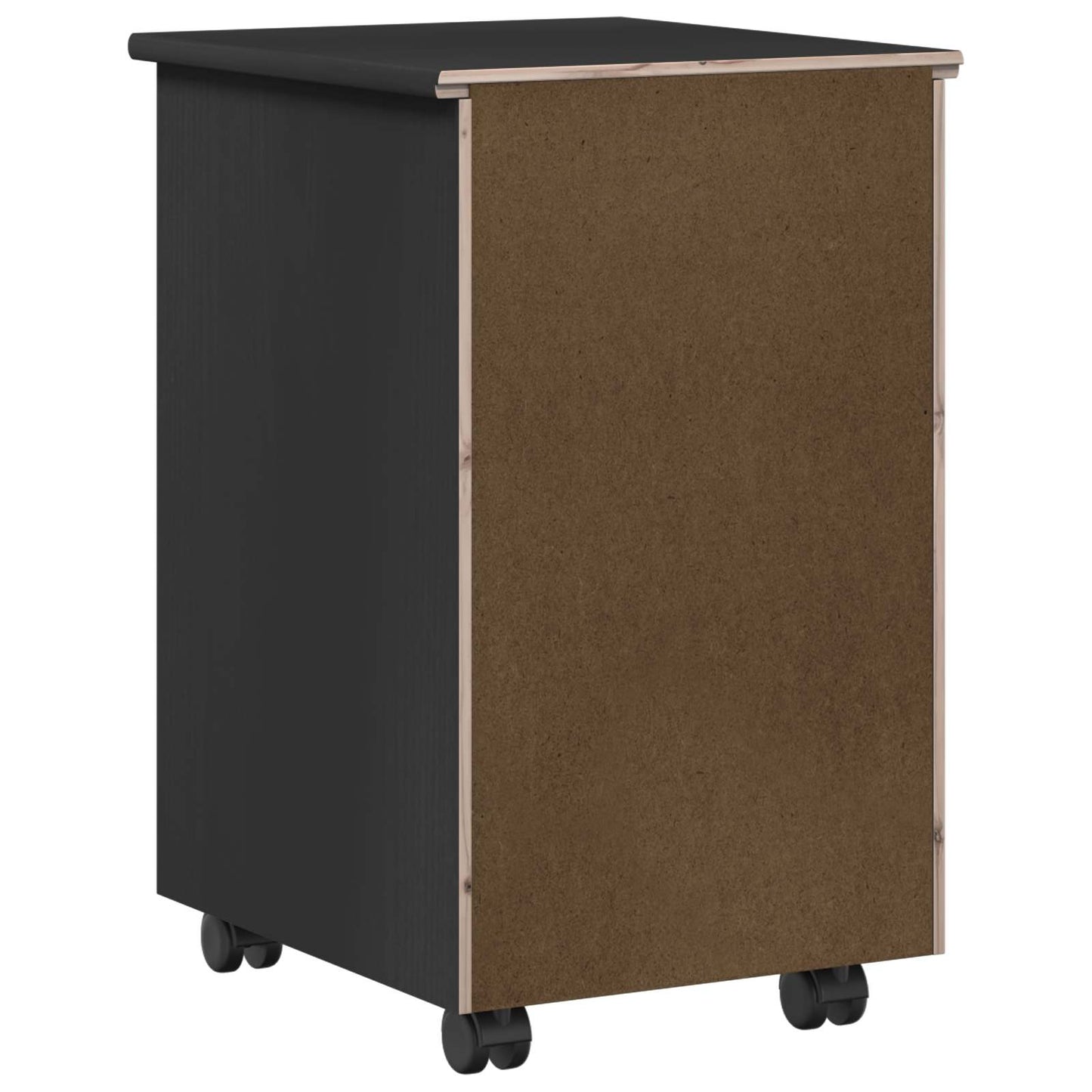 Rolling Cabinet Black 34 x 39 x 56 cm Solid Pine Wood