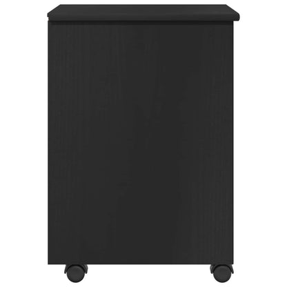Rolling Cabinet Black 34 x 39 x 56 cm Solid Pine Wood