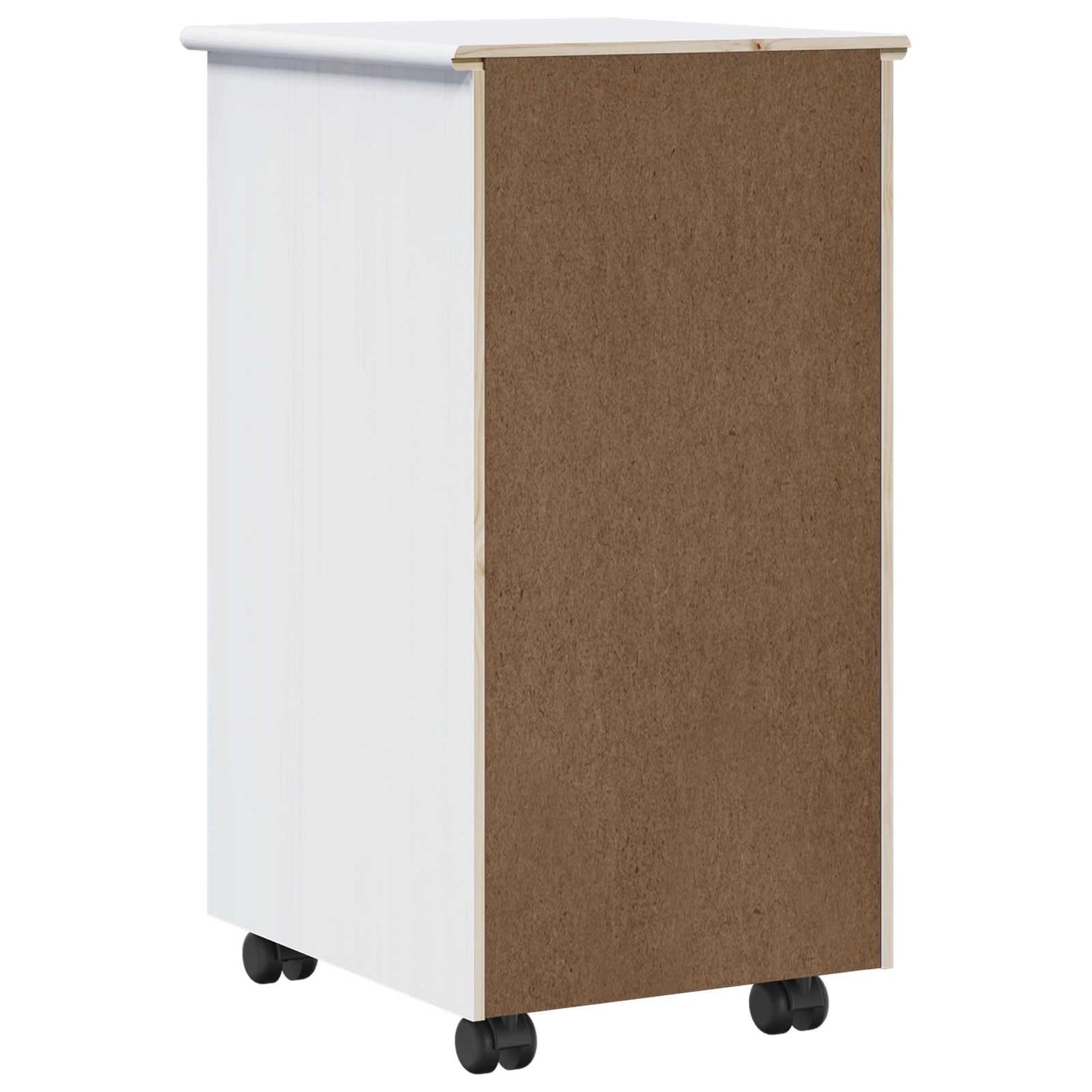 Rolling Cabinet White 34 x 39 x 65.5 cm Solid Pine Wood