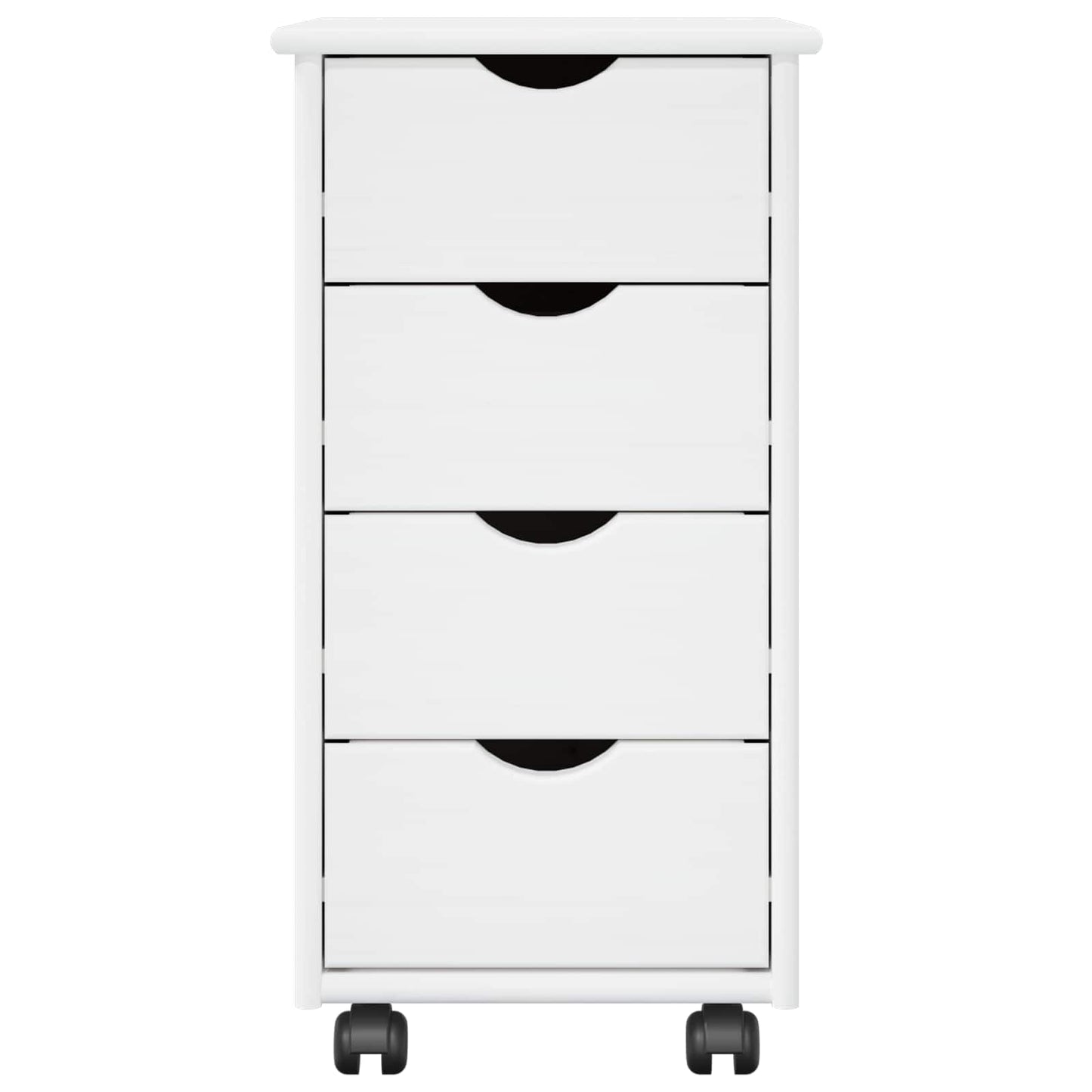 Rolling Cabinet White 34 x 39 x 65.5 cm Solid Pine Wood