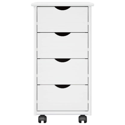 Rolling Cabinet White 34 x 39 x 65.5 cm Solid Pine Wood