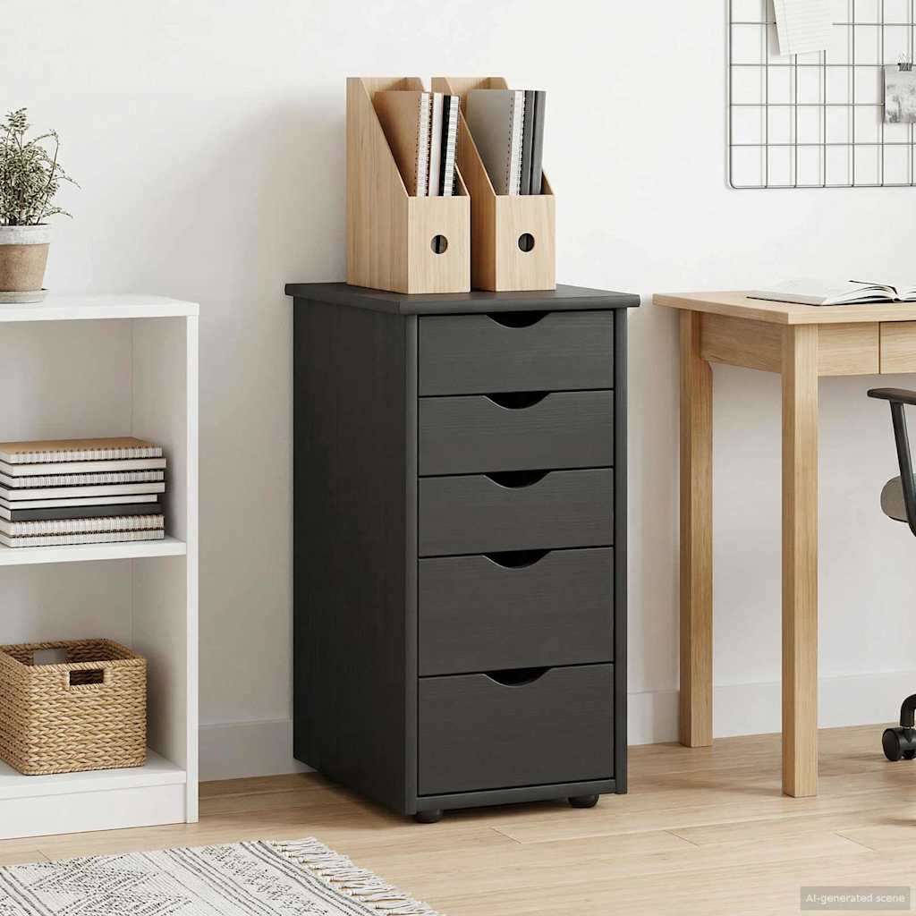 Cabinet Black 34 x 39 x 61.5 cm Solid Pine Wood