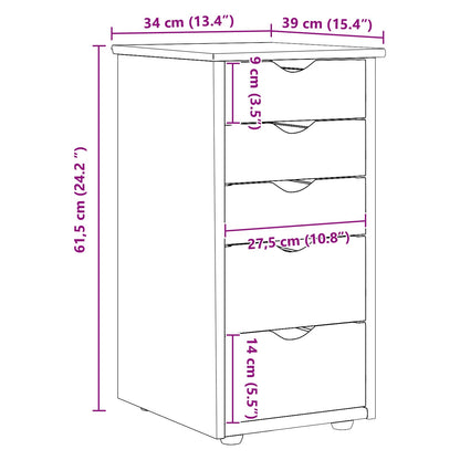Cabinet Black 34 x 39 x 61.5 cm Solid Pine Wood