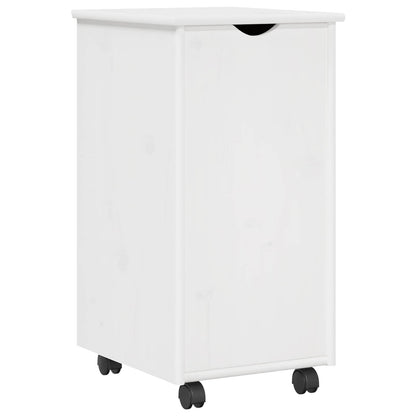 Rolling Cabinet White 34 x 39 x 65.5 cm Solid Pine Wood